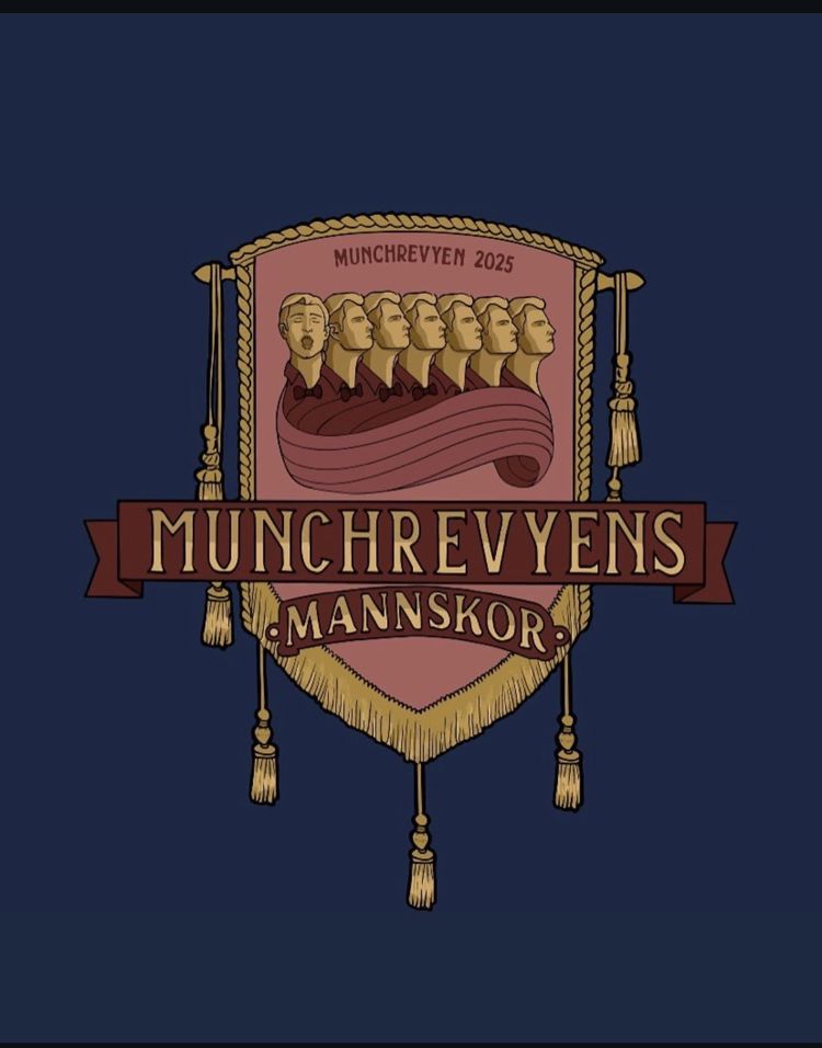 et skilt med rød og gull tekst